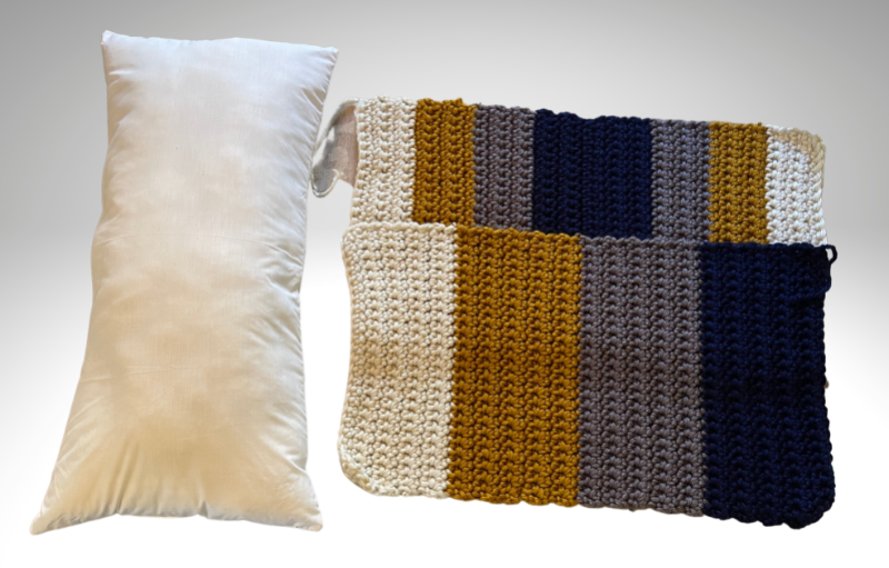 pillow form with crochet pillow covers