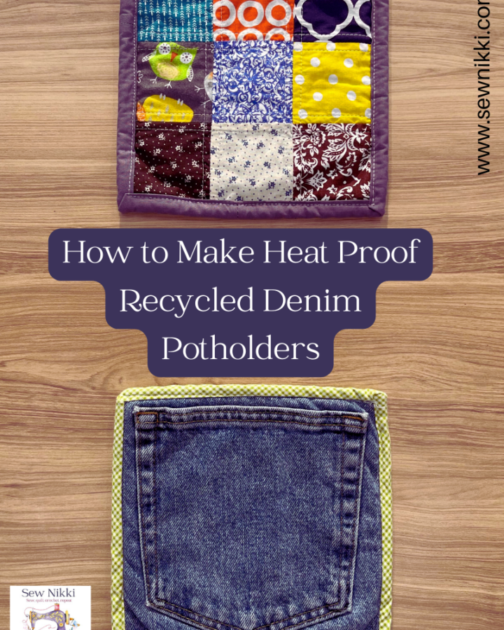 Heat proof recycled denim potholders after being washed