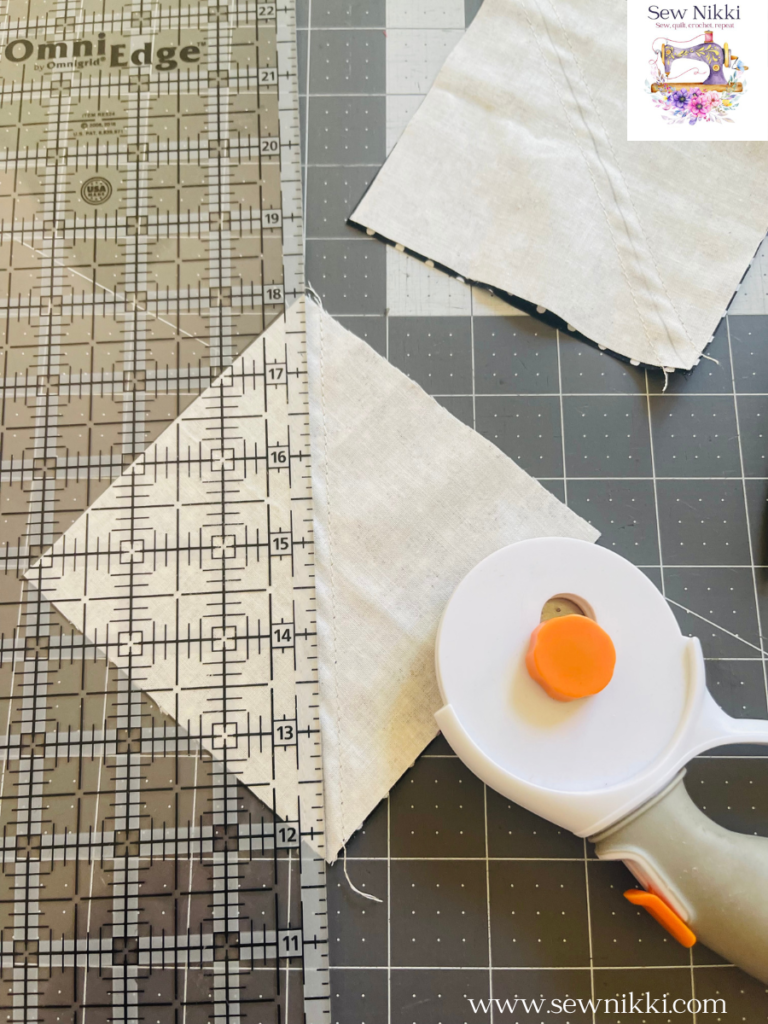 How to cut fabric for quilting pieces - half square triangles