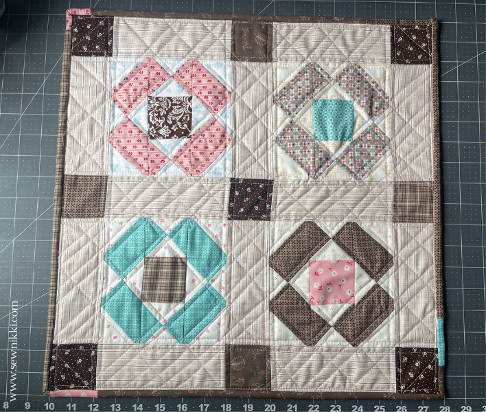 finished quilt block table topper