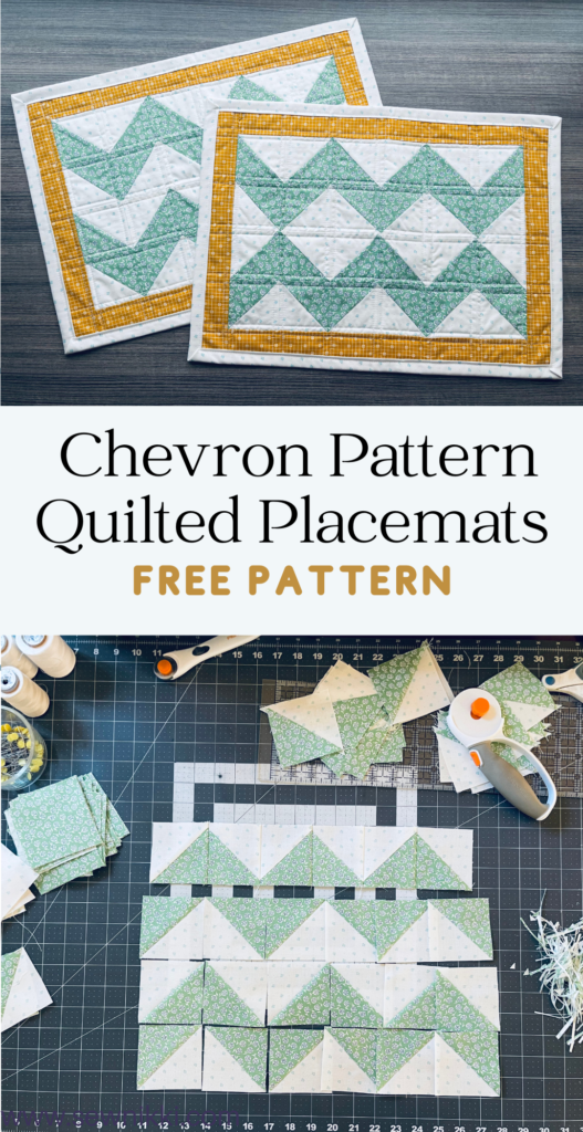 Pinterest post for chevron quilt pattern, placemats