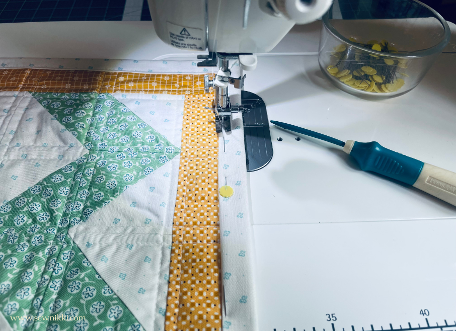 chevron quilt pattern - attaching binding on sewing machine