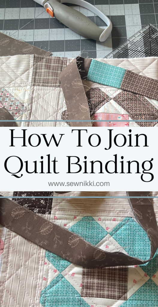 how to join quilt binding ends on a quilt with quilt ruler, cutting mat and rotary cutter