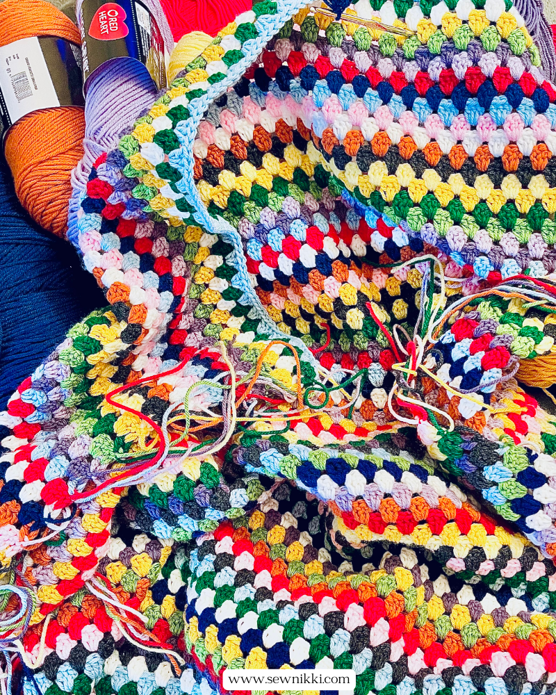 Granny Stitch Crochet Blanket - vintage vibes with lots of colors by Sew Nikki.