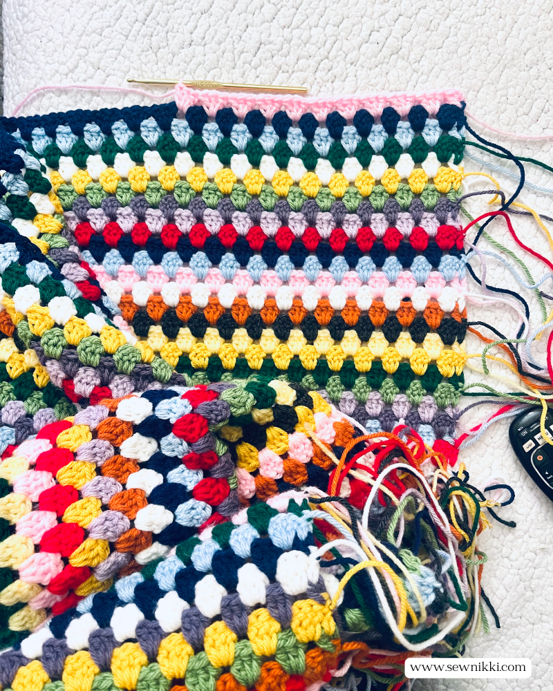 Granny stitches for every row creates granny stripes - so pretty!