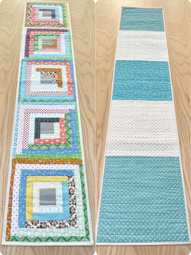 Log Cabin Quilt Pattern (Table Runner) - finished front and back by Sew Nikki