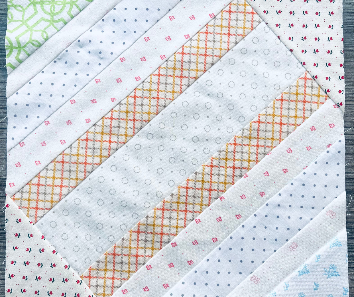 Making scrappy blocks out of leftover fabrics by Sew Nikki.