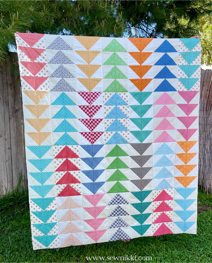 Flying Geese Quilt Pattern by Sew Nikki - Finished "Flight" quilt top.