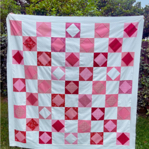 Square in a Square Quilt Pattern by Sew Nikki - Blushing Blocks quilt top.
