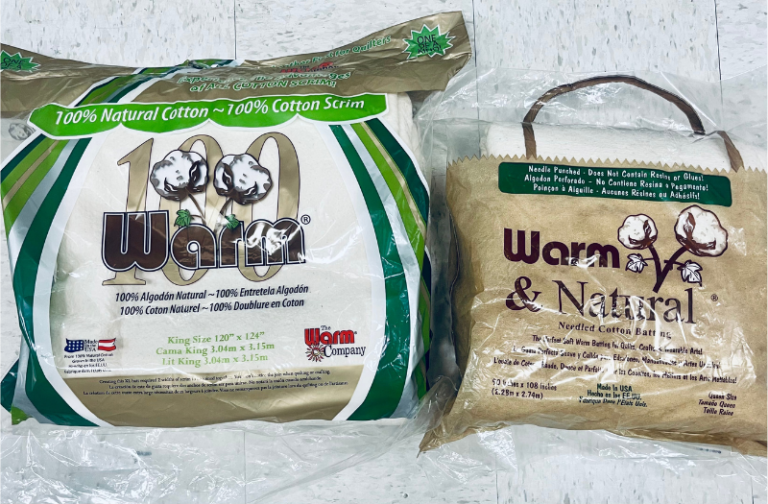 Quilt batting options that are 100% cotton by The Warm Company.