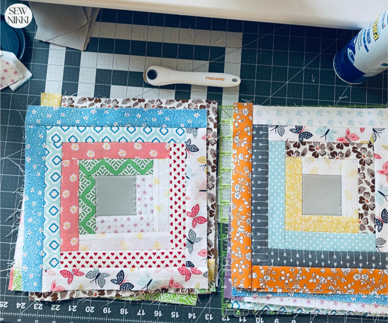 Log cabin quilt blocks - finished blocks by Sew Nikki