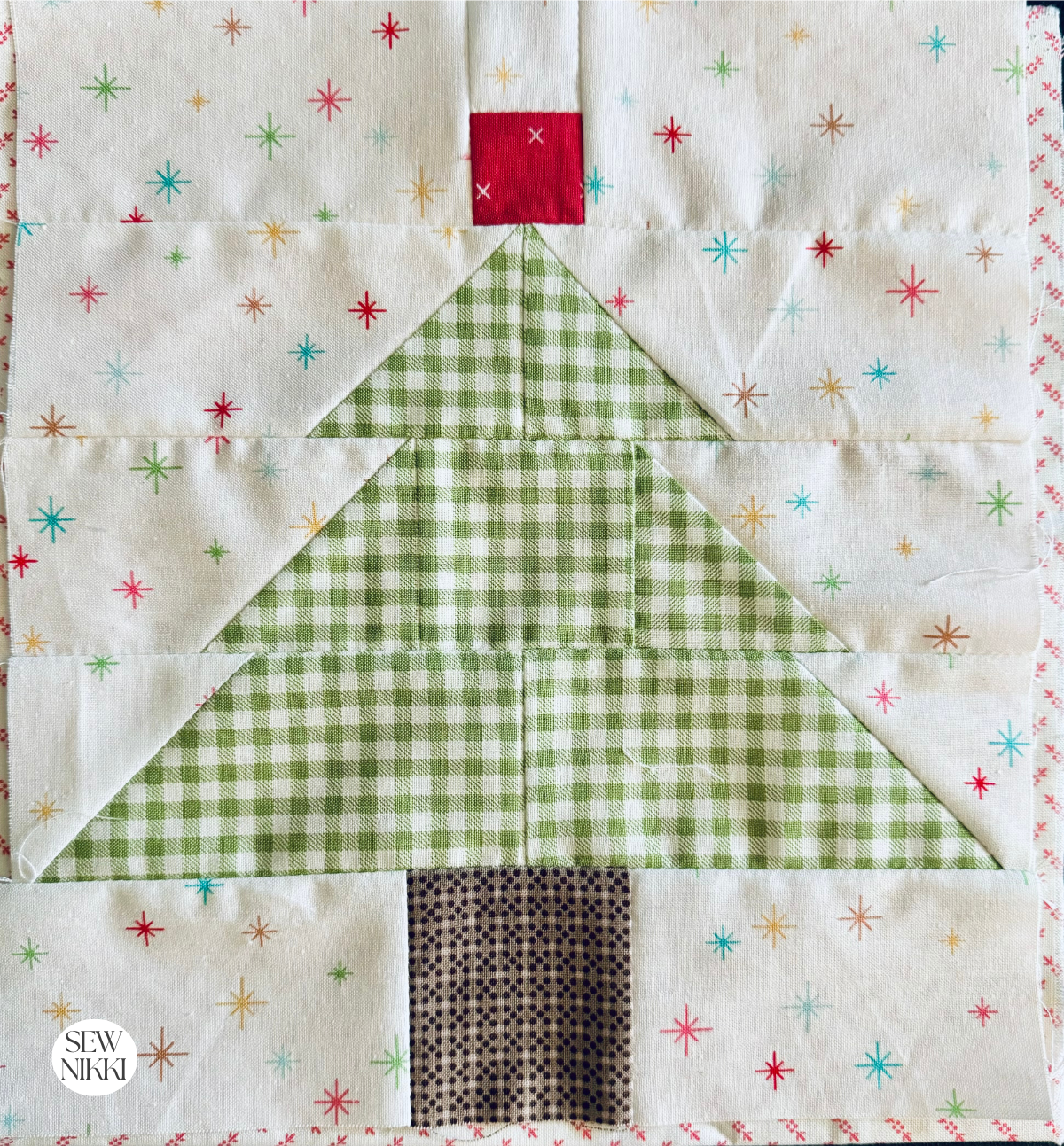 Christmas Tree Quilt Block Pattern - One finished tree block by Sew Nikki