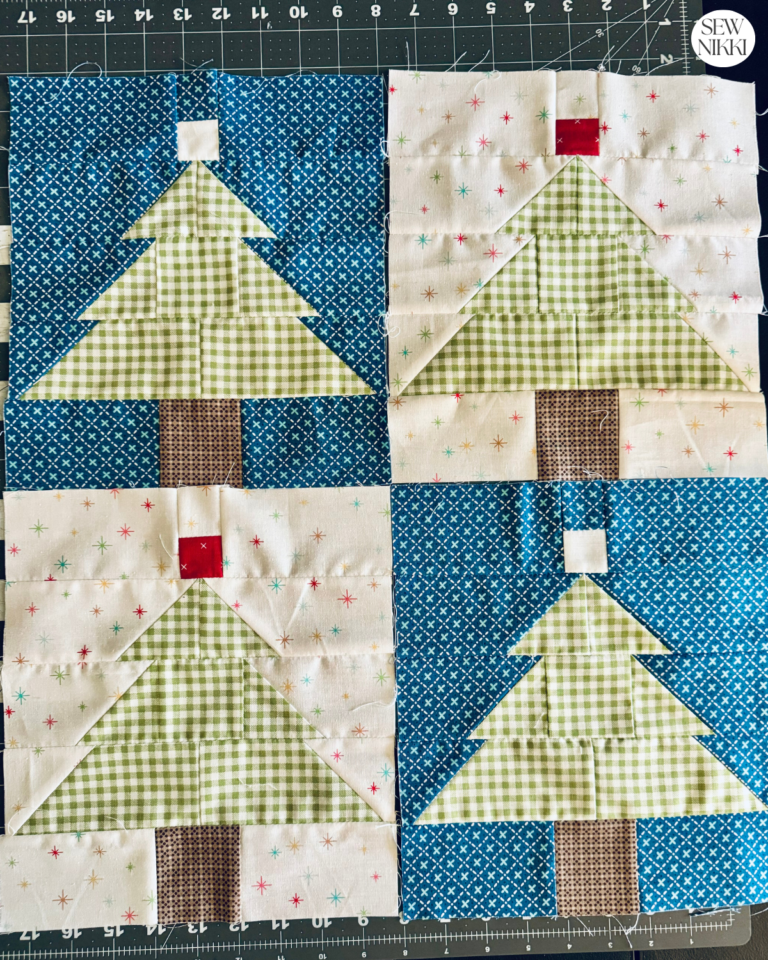 Christmas Tree Quilt Block Pattern by Sew Nikki - Same blocks but using different colored fabrics.