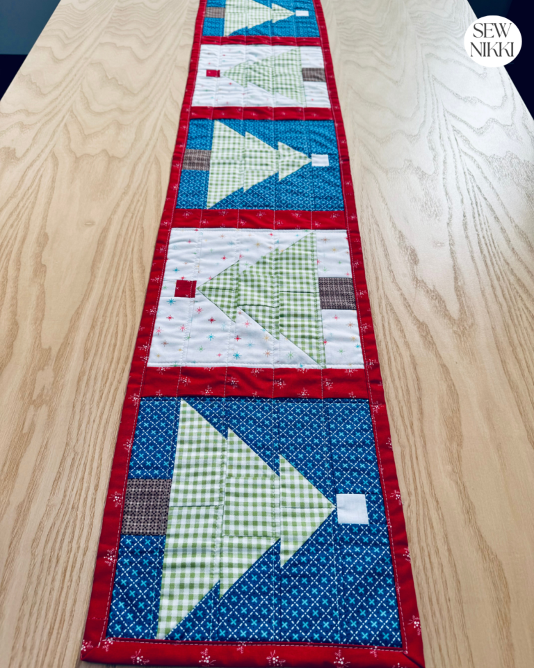Free Quilted Christmas Table Runner Pattern (PDF) by Sew Nikki - finished table runner.