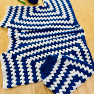 Finished hexagon crochet cardigan by Sew Nikki - trendy and on point.