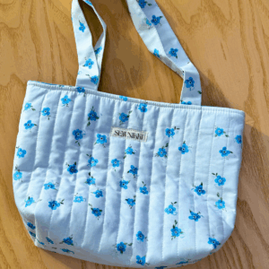 Blue Flower Small Quilted Tote Bag