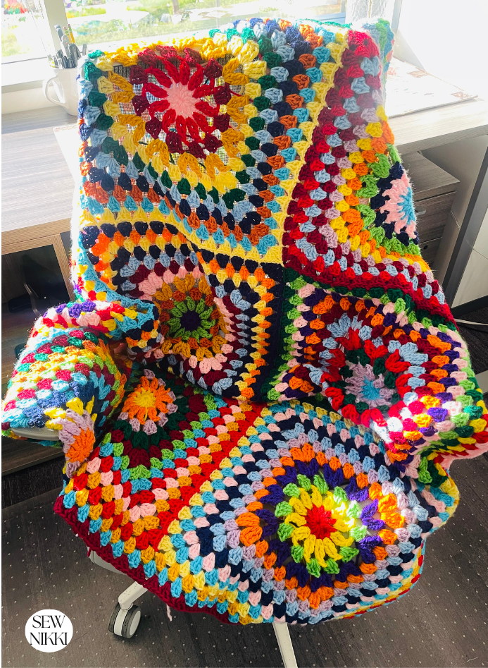 Sunburst Granny Square Blanket Crochet Pattern