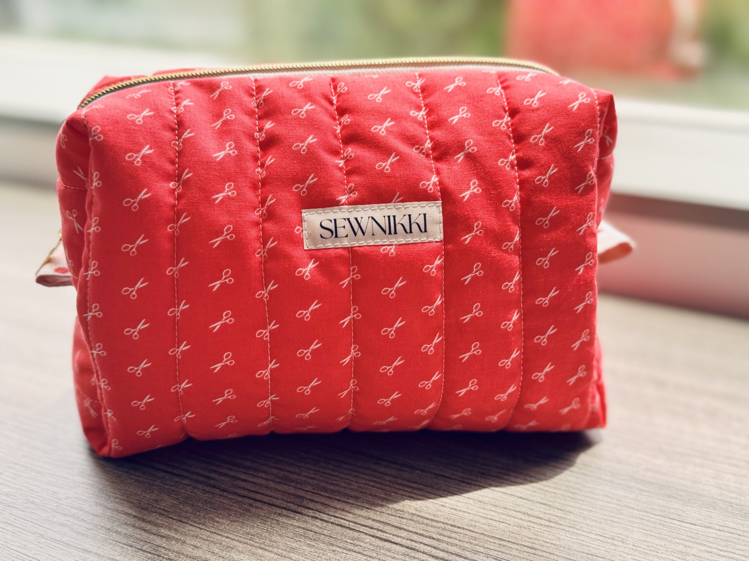 Dark Pink Medium Quilted Makeup Bag