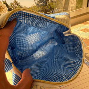Blue White Patchwork Quilted Makeup Bag (3)