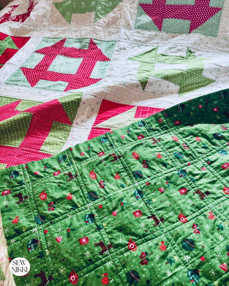 How many yards of fabric for a queen size quilt by Sew Nikki - big blocks quilt ready for binding.