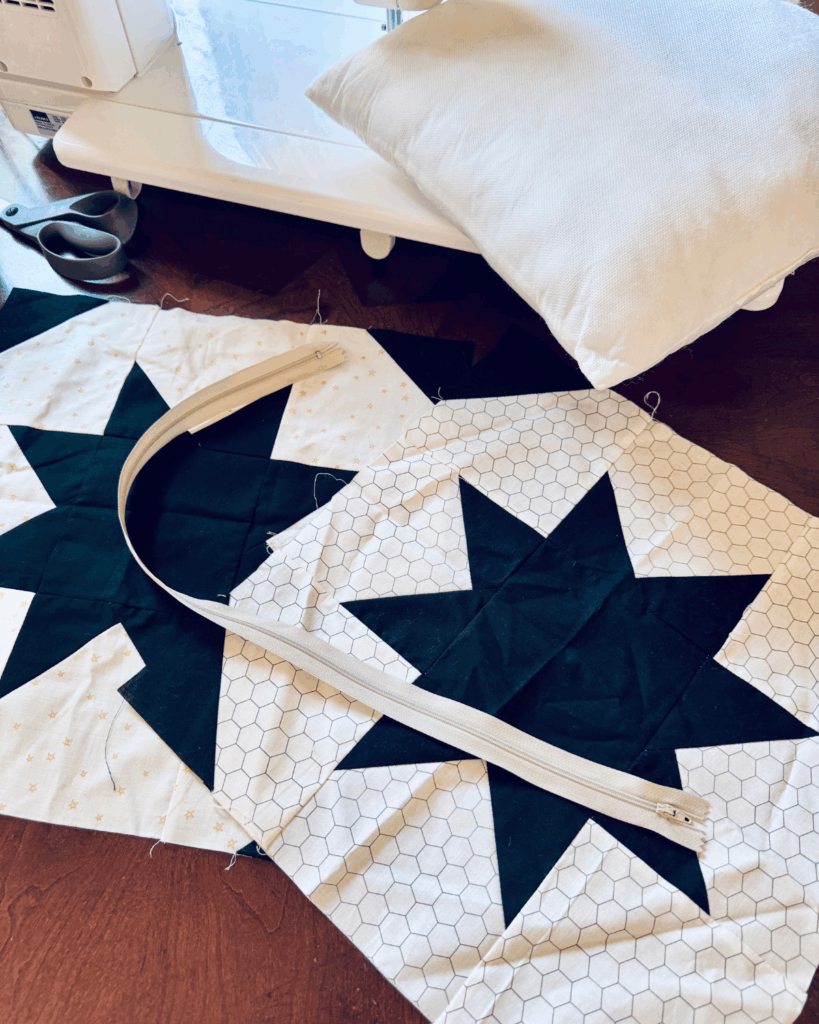 Material to sew your own zip pillow by Sew Nikki.