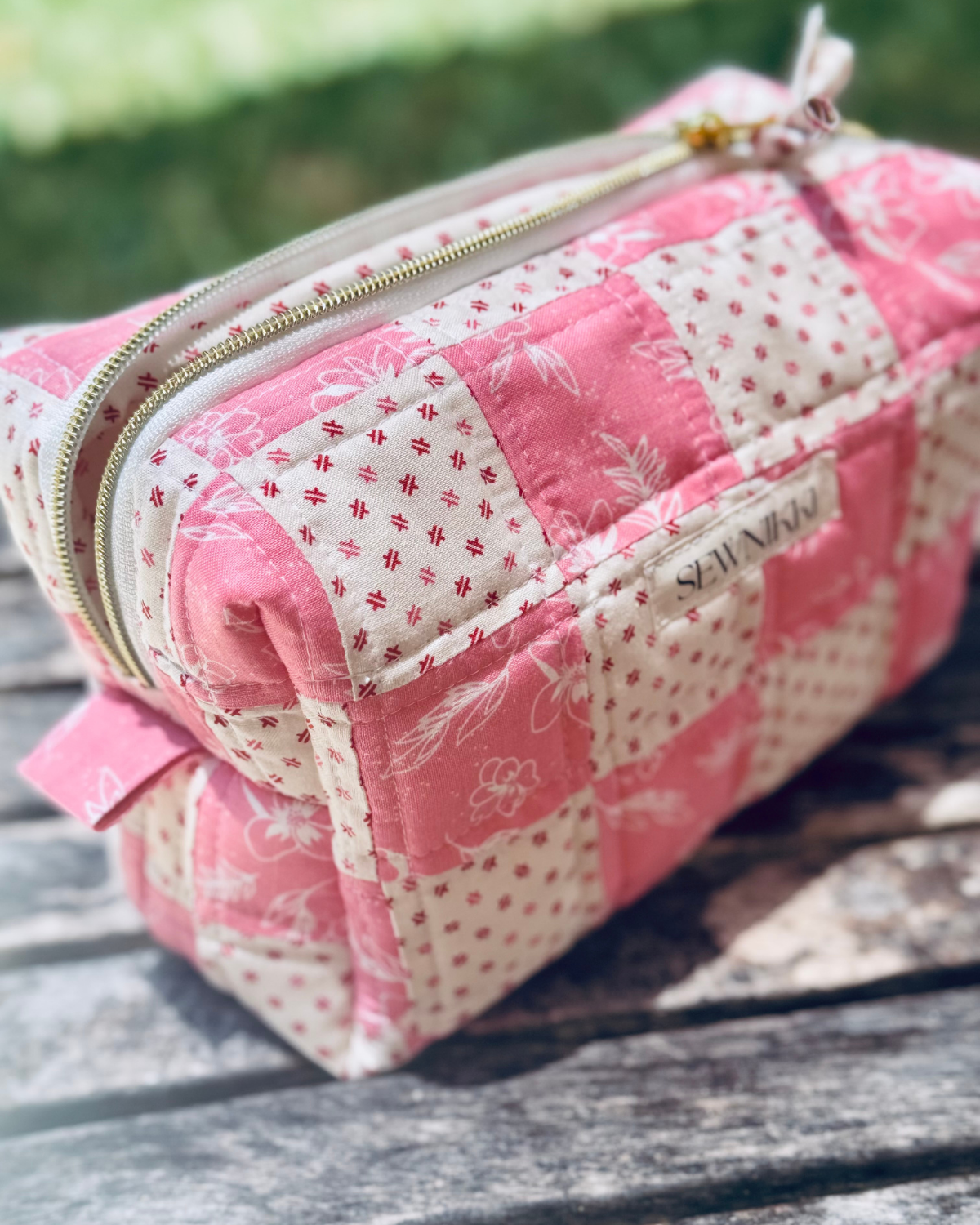 Pink Patchwork Makeup Bag
