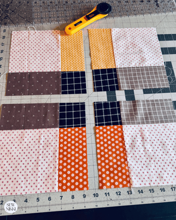 Making a disappearing nine patch block by Sew Nikki