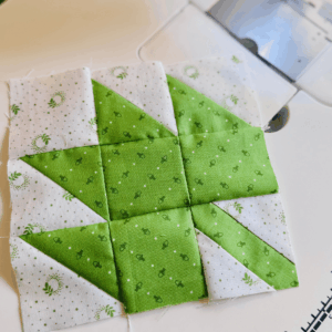 Finished leaf quilt block by Sew Nikki