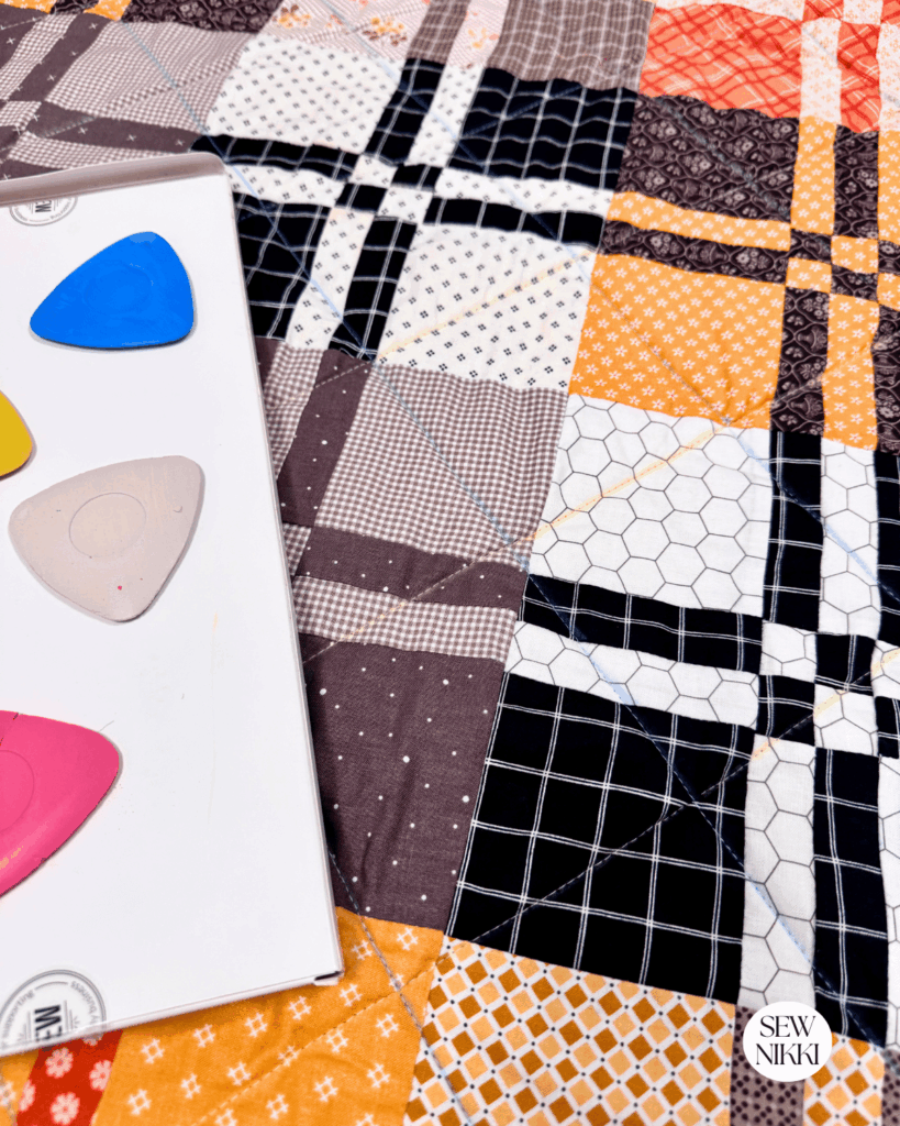 Make sure you can see your chalk, I tried 3 different colors and blue was the best on my fabrics by Sew Nikki