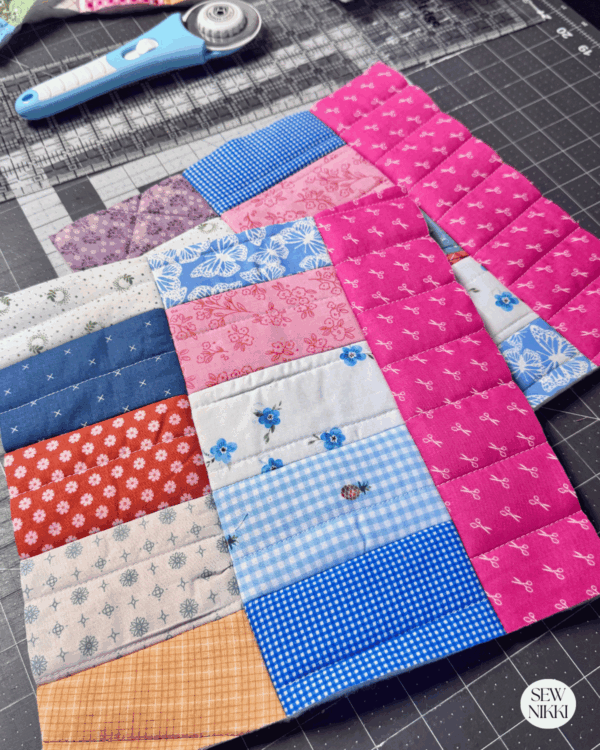 Trimmed and quilted exterior fabric box sewing pattern panels by Sew Nikki