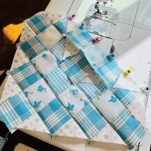 Free quilt block pattern by Sew Nikki - sewing the rows together to form the block.