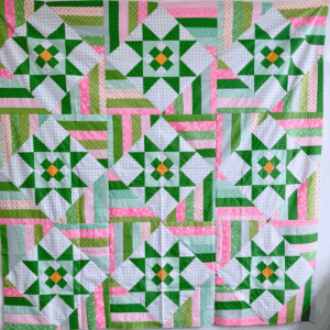 Ohio Star Quilt Pattern by Sew Nikki - finished quilt top straight view.
