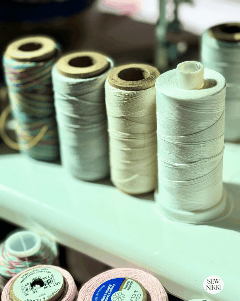 These are my top four thread colors for piecing and machine quilting by Sew Nikki