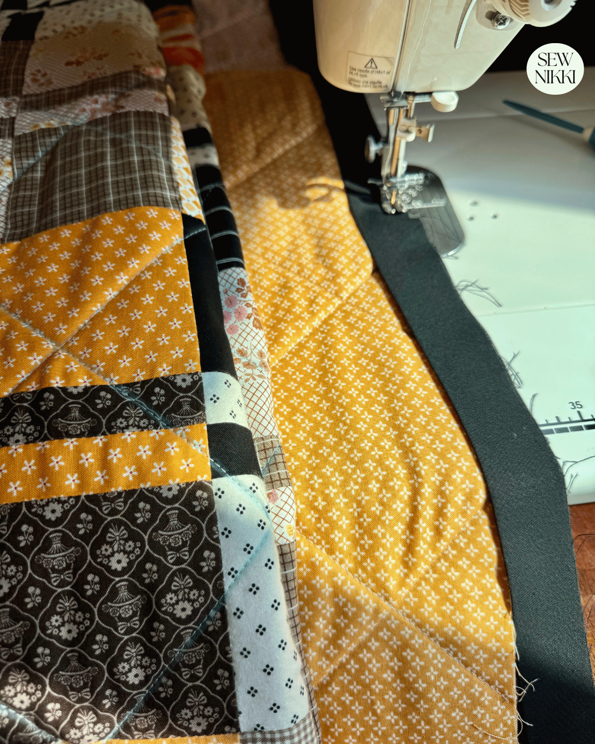 You are supposed to attach binding on the front of the quilt first but I never do that by Sew Nikki