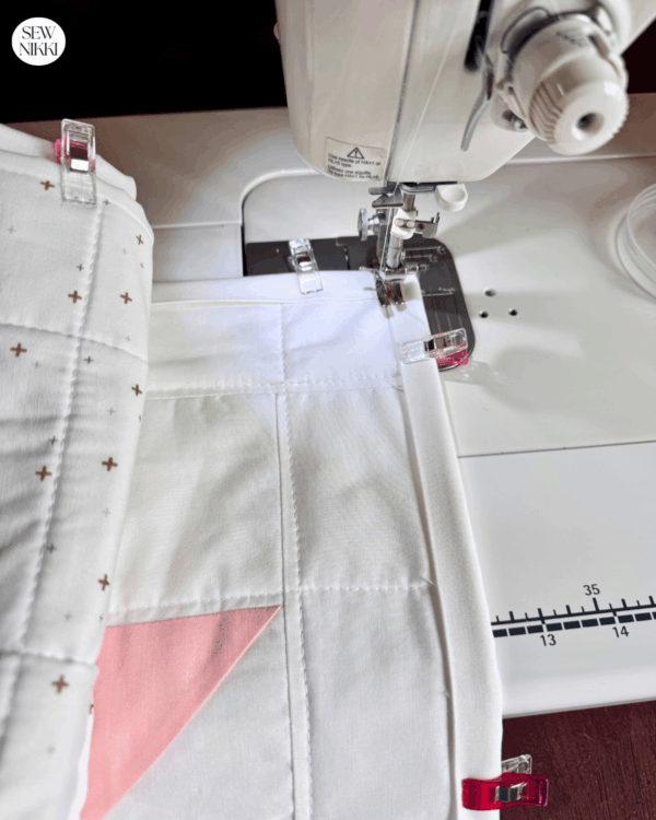 Finished the binding on the front means the stitch lines show on the backing and not on the front by Sew Nikki