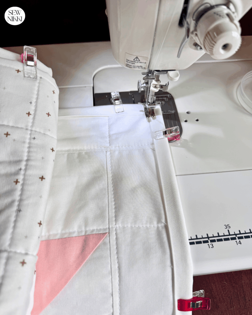 Finished the binding on the front means the stitch lines show on the backing and not on the front by Sew Nikki