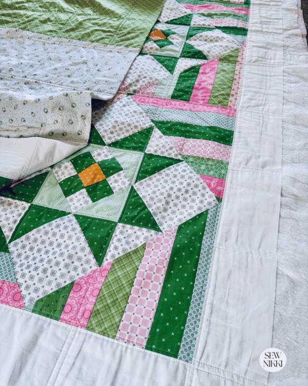 How to make frankenbatting, this is what the quilt looks like once your machine quilting is done by Sew Nikki