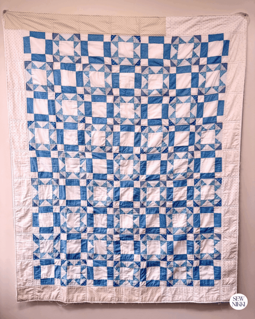 40 year old first quilt finally finished, front view of quilt by Sew Nikki