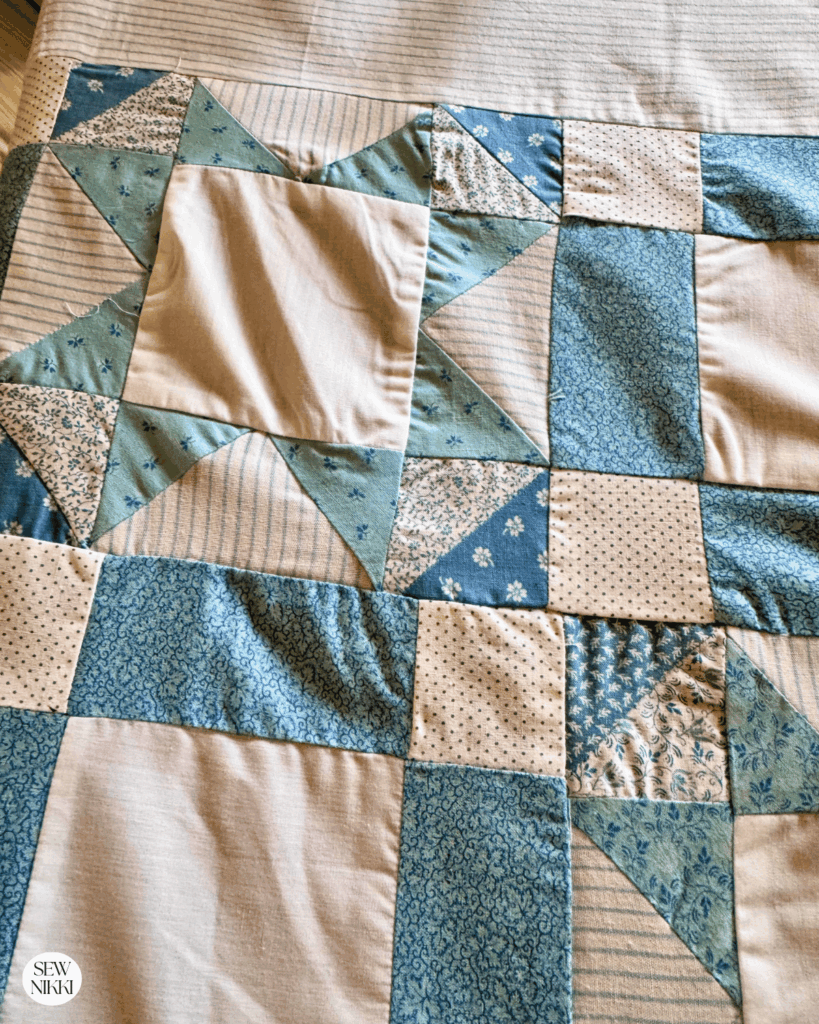 Common beginner quilting mistakes - not nesting seams and and cut fabric measurements incorrect.