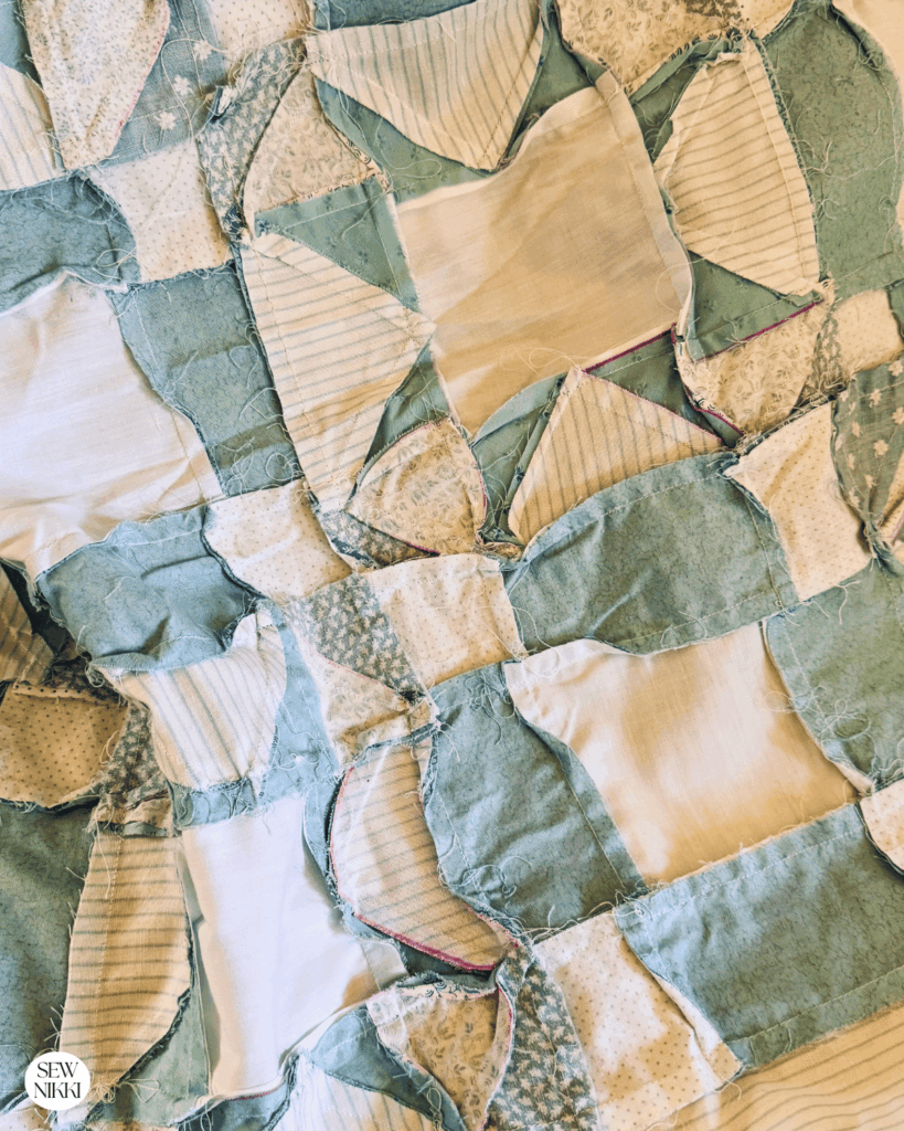 If you press your blocks as you go, it will make machine quilting easier because everything will lay flat by Sew Nikki