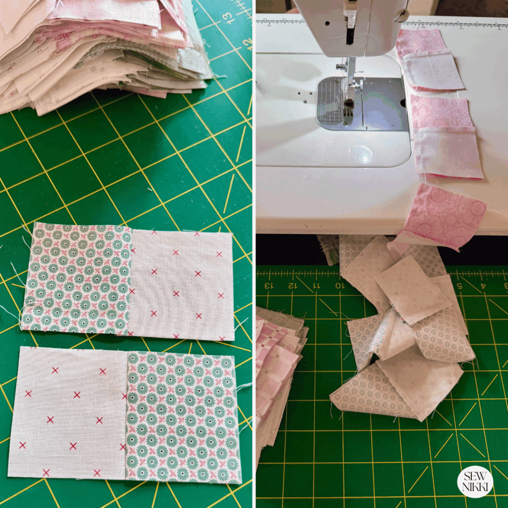 Making four patch units with free pattern by Sew Nikki