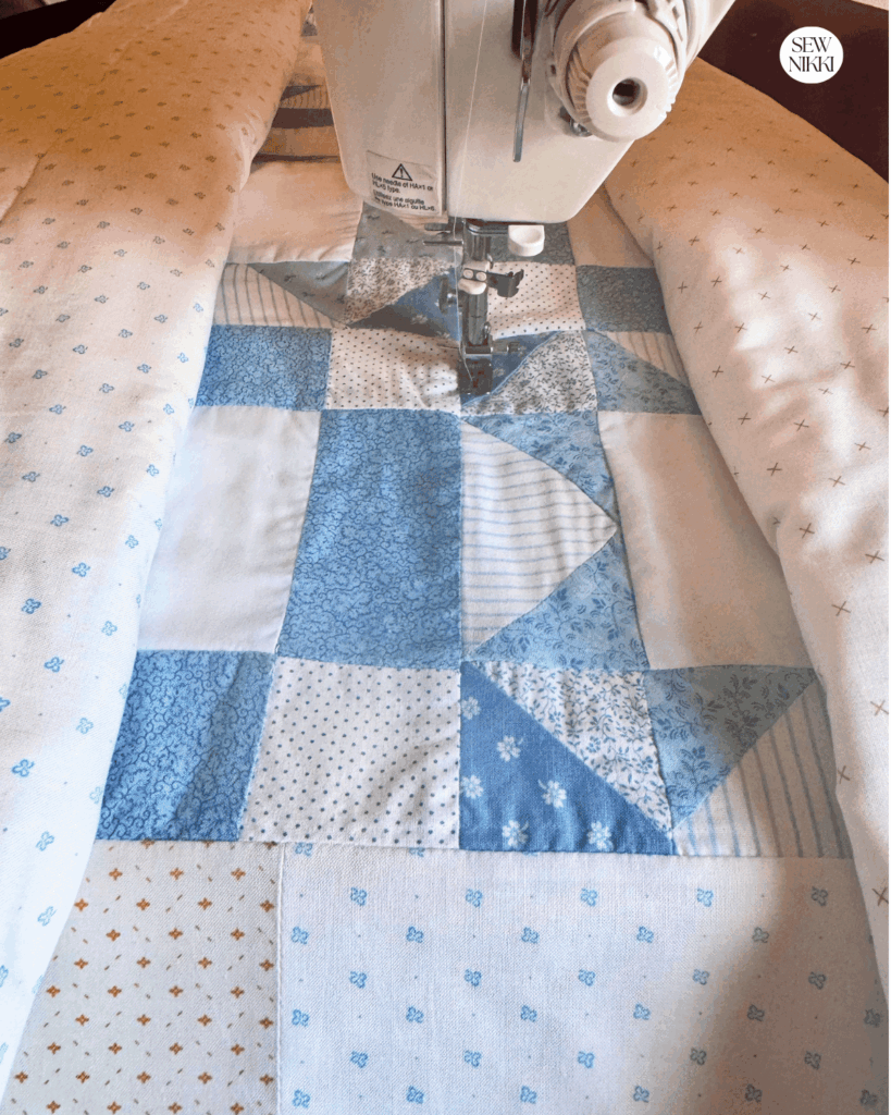 Plan the best quilt design that will show off the quilt top and try to avoid machine quilting over imperfect areas by Sew Nikki
