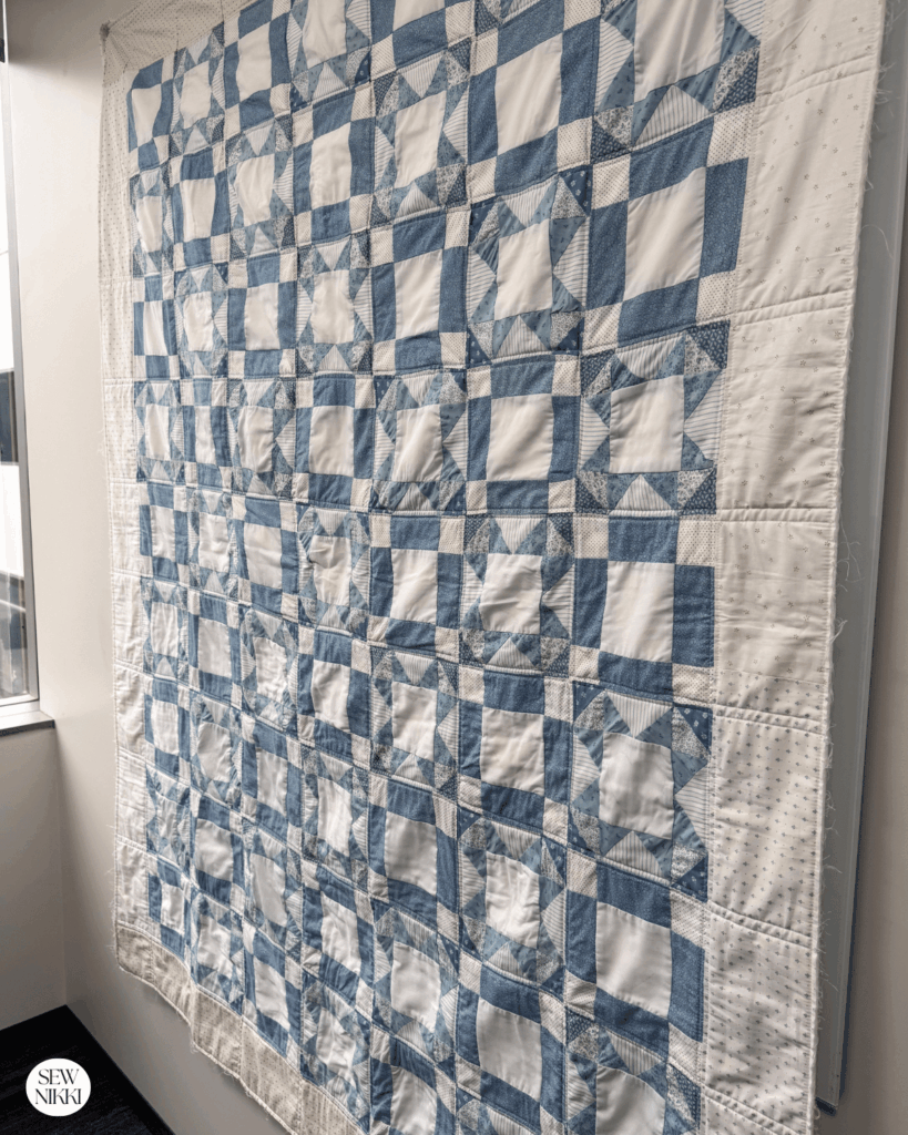 Side view of the finished 40 year old first quilt by Sew Nikki