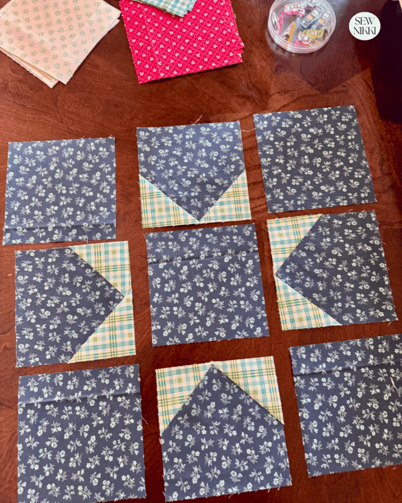 After you star units are made, layout your quilt block like this and sew it up by Sew Nikki