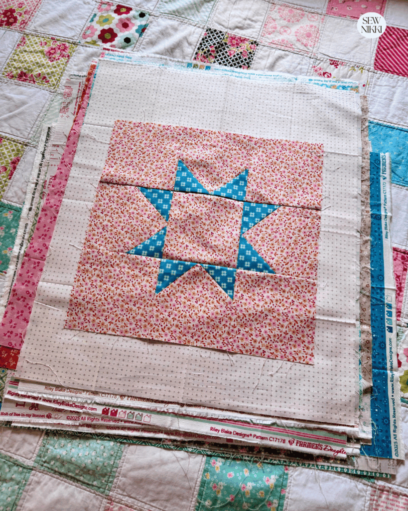 Eight Point Star Quilt Block Tutorial by Sew Nikki - One finished quilt block.