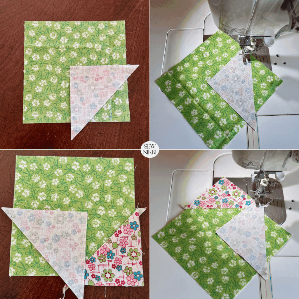 Here are the steps to sew one star point unit by Sew Nikki