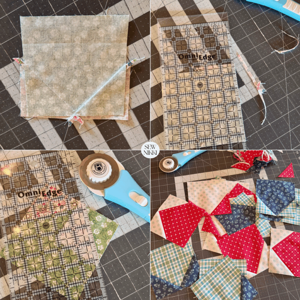 Here are the steps to trim the star point units by Sew Nikki