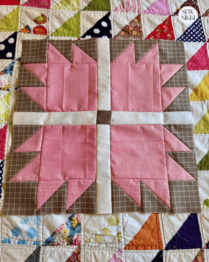 Large Bear Paw Quilt Block Pattern by Sew Nikki - one finished 18.5 inch block.
