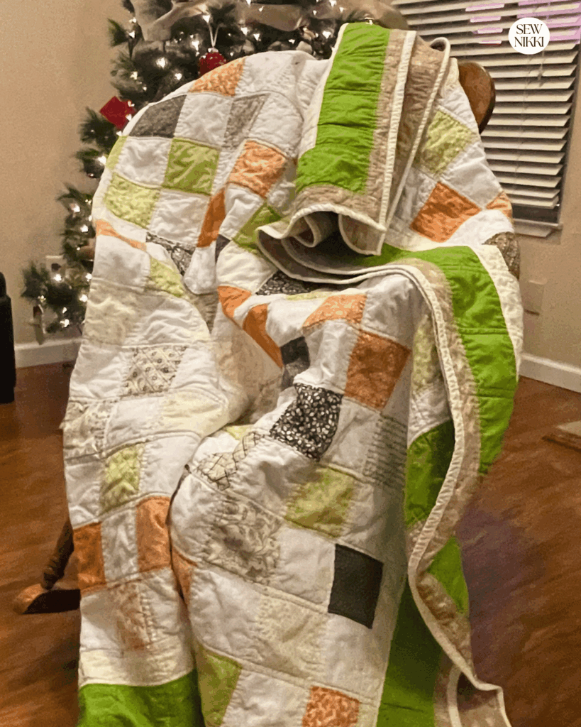 Simple charm square king size quilt made for my newphew as a Christmas gift several years ago by Sew Nikki