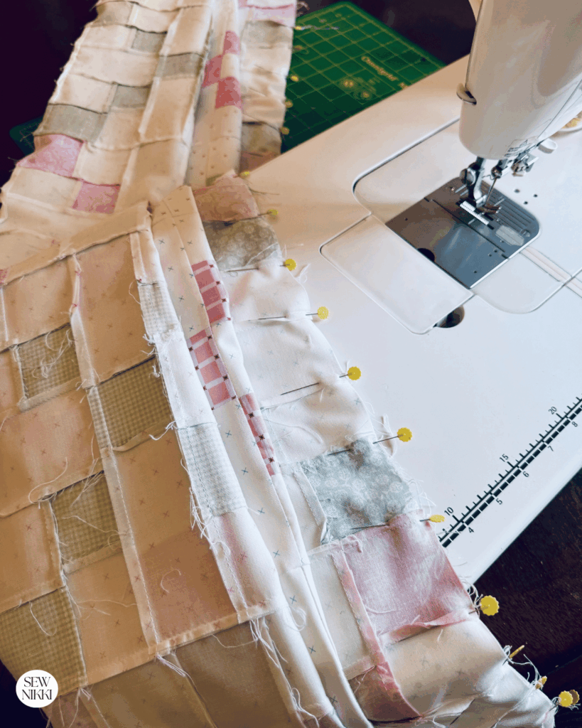 Love to pin each nested seam when sewing the quilt rows together to form the quilt top by Sew Nikki
